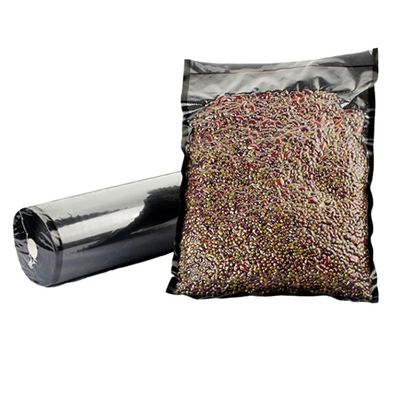 Komersial Kelas Heavy Duty Hitam dan bening Embossed Vacuum Seal Roll Bag untuk penyimpanan makanan untuk sushi dan mi