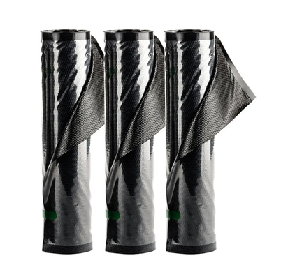Komersial Kelas Heavy Duty Hitam dan bening Embossed Vacuum Seal Roll Bag untuk penyimpanan makanan untuk sushi dan mi