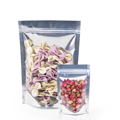 Baru transparan PE Plastik Stand-Up Zipper Bag Dengan Perak Gravure Printing Food Packaging Untuk Gula Dan Jelly