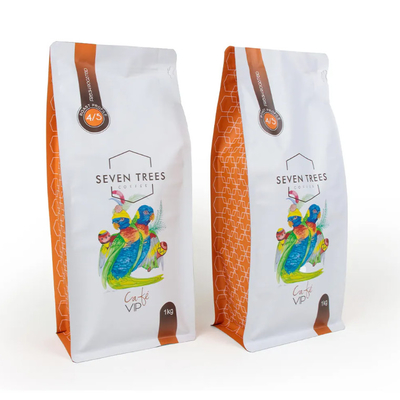 Logo Disesuaikan Pencetakan Kantong Bagian Bawah Datar Gusset Segel Delapan Sisi Kantong Makanan Hewan Peliharaan Kantong Makanan Nasi Keks Barang Kering Makanan Kantong Plastik Untuk Kopi