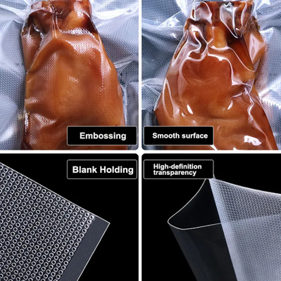 China Supplier Grosir Kantong Segel Vakum Tekstur Embossed Hitam Kemasan Makanan Transparan Kantong Segel Vakum