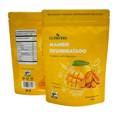 Custom Aluminium Foil Dried Mango Food Packaging Bag Resealable Mylar Stand Up Bag Untuk Buah