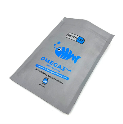 Custom Printed Heat Seal Plastic Bags Food Grade Aluminium Foil Three-Side Seal Packaging Dengan Zipper yang Dapat Digunakan Lagi Untuk Patch