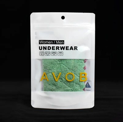 Custom Resalable Stand Up Bag Underwear Packaging Zip Lock Tas Mylar Dengan Jendela yang Jelas