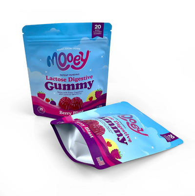 Custom Printed Moisture-Proof Mylar Stand-Up Bag Segel Zipper Bag Untuk Candy Tea Gift Nut Packaging