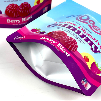 Custom Printed Moisture-Proof Mylar Stand-Up Bag Segel Zipper Bag Untuk Candy Tea Gift Nut Packaging