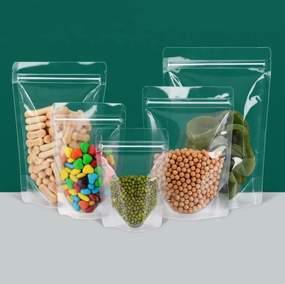 Makanan Ziplock Jelas Custom Print Berdiri Kantong Zip Lock Kemasan Plastik transparan Tas Dengan Zipper