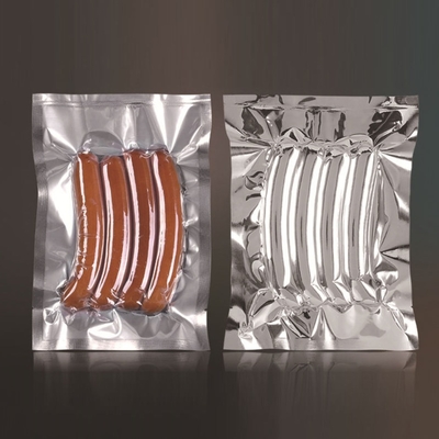 Plastik kelas makanan yang disesuaikan, aluminium murni, kantong vakum tertutup transparan 3 sisi, kantong uap, kemasan penyimpanan makanan
