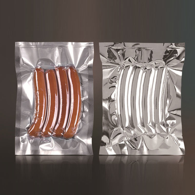 Plastik kelas makanan yang disesuaikan, aluminium murni, kantong vakum tertutup transparan 3 sisi, kantong uap, kemasan penyimpanan makanan