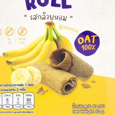 Percetakan Digital Khusus Makanan ringan Thailand Pisang Oat Crispy Roll Back Segel Tas Aluminium Kemasan Makanan