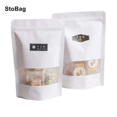 Eco-Friendly Packaging For Coffee Beans Tea Food Snacks Kraft Paper Clear Stand-Up Resealable Zip Lock Custom Logo