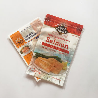 Tas ritsleting PET / PE Paket vakum kantong kemasan salmon yang dapat ditutup kembali