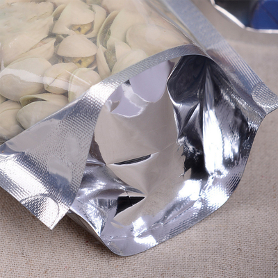 k Aluminium Foil Standing Up Pouches Dapat Ditutup Kembali dengan Bagian Depan Transparan