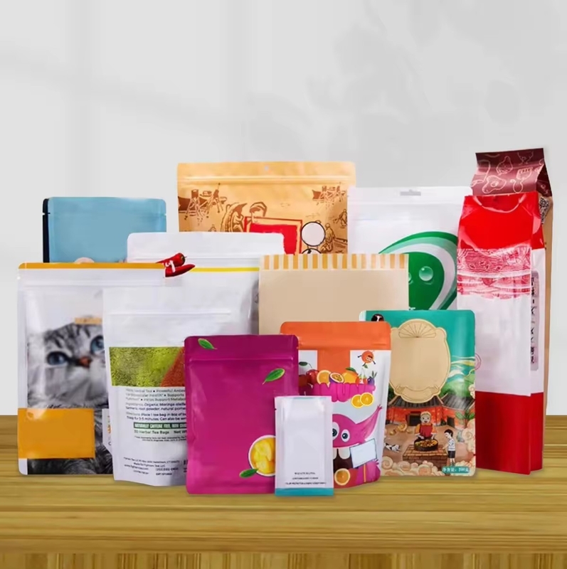 Custom Printing Food Grade Plastic Aluminium Foil Bag Stand Up Bag Dengan Jendela Dan Zipper