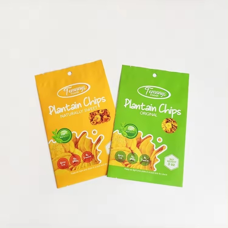 3.5 Mylar Bag Custom Printed Heat Seal Snack Banana Slices 3 Side Heat Seal Aluminium Foil Bag