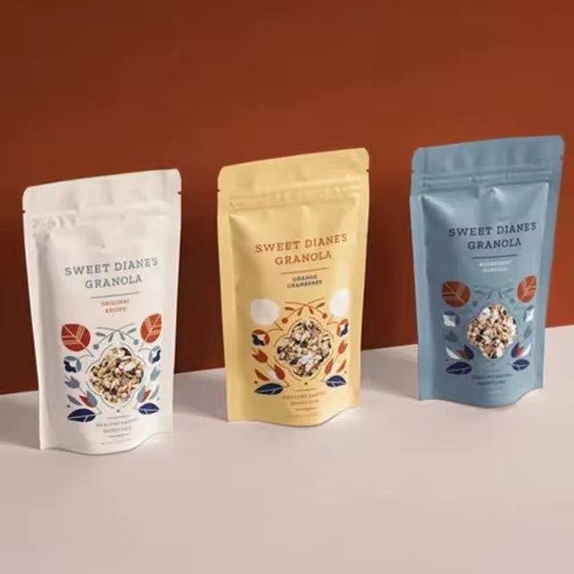 Custom Printed Aluminium Foil Zipper Bag Matte Food Grade Stand Up Bag Heat Seal Stand Up Bag