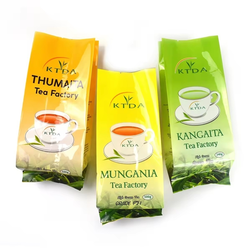 Custom Printed Laminated 240g 500g Waterproof Plastic Bag Bag Back Seal Foil Food Grade Tea Packaging Bags Side Gusset