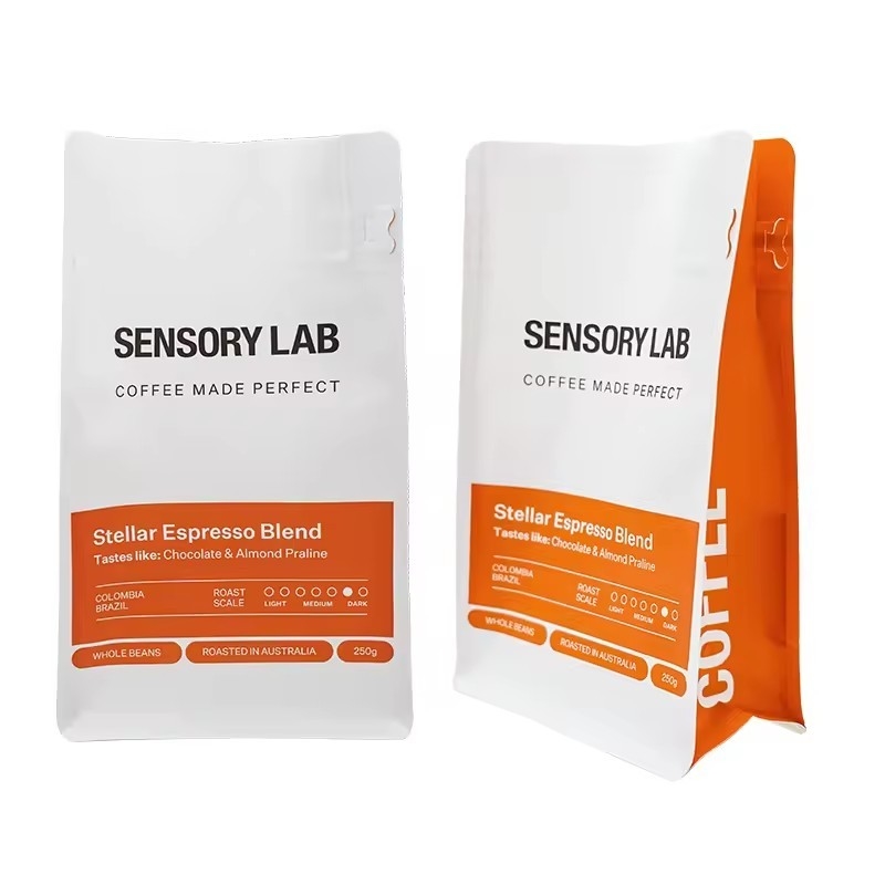 Custom Printed 250g 340g 500g Biodegradable Side Gusset Pouch Plastik Mylar Foil Packaging Tas Bagian Bawah Datar