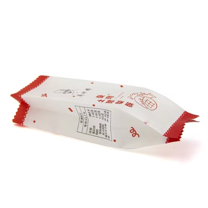 OEM Cotton Paper Pastry Side Gusset Pouch Kue Nanas Kantong Kemasan Kertas Bungkus Untuk Kue Permen