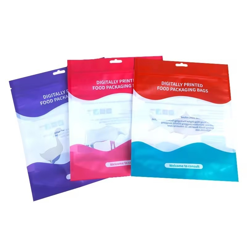Tas Kunci Zip Mylar Tercetak Kantong Kemasan Makanan ringan Kantong berdiri untuk makanan makanan ringan Kantong kemasan holografik yang dapat digunakan kembali