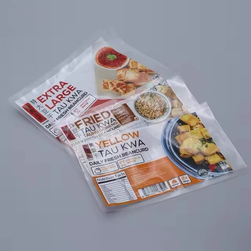Custom Print Food Packaging Bag Tiga Sisi Sealing Bag Nylon Packaging Tas Makanan Beku Dari Dumpling Seafood Udang