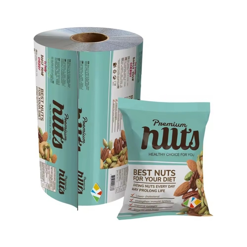 Film Kemasan Makanan Aluminium Foil Cetak Custom/Plastik Laminasi Sachet Packing Roll Film Plastik Untuk Makanan ringan