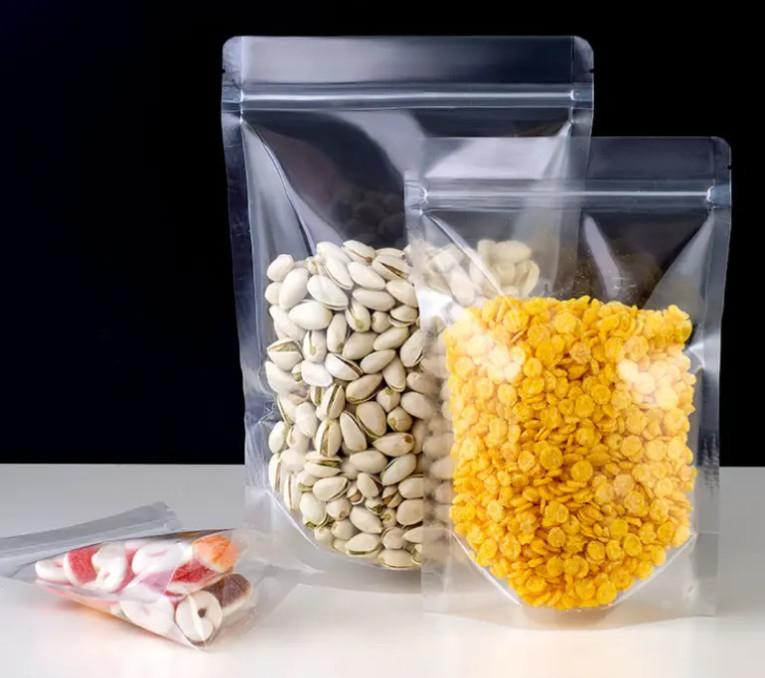 PET Transparan Zip Lock Plastik Tas Mylar Tas Ziplock Berdiri Makanan Rempah-rempah Powder Packaging Bag
