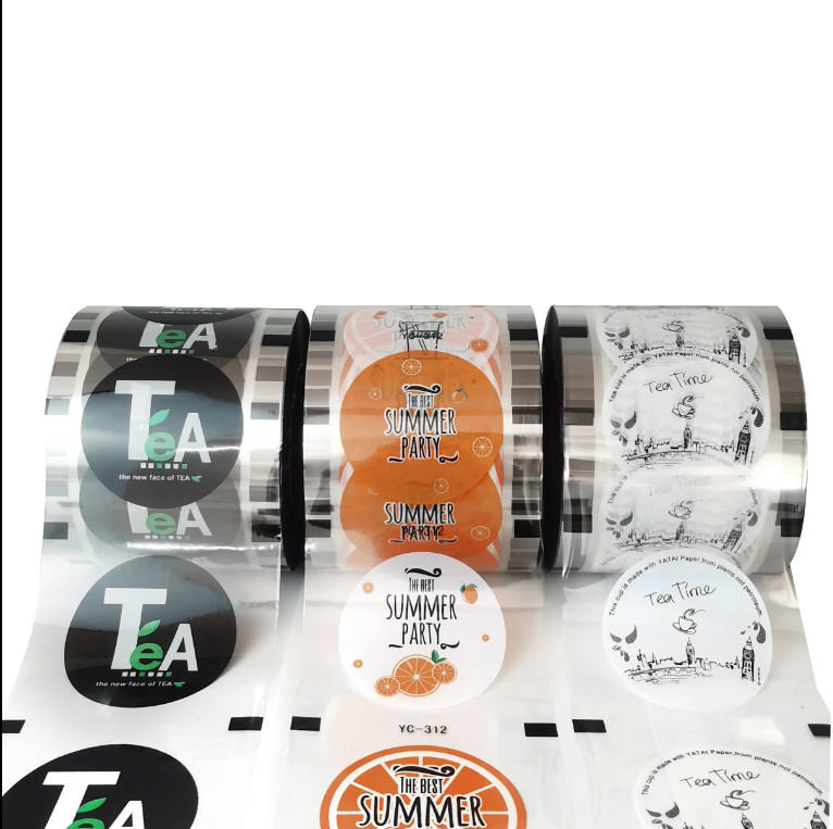 Custom Clear Boba Tea Cup Packaging Roll Plastic Bubble Sealing Film Untuk Kopi Anggur Soda Mineral Water Whisky