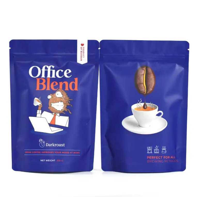 Desain Custom Cetak anti bau 100g 500g Stand Up Zipper Bag Sachet Suplemen Whey Kopi Pengemasan Mylar Bag