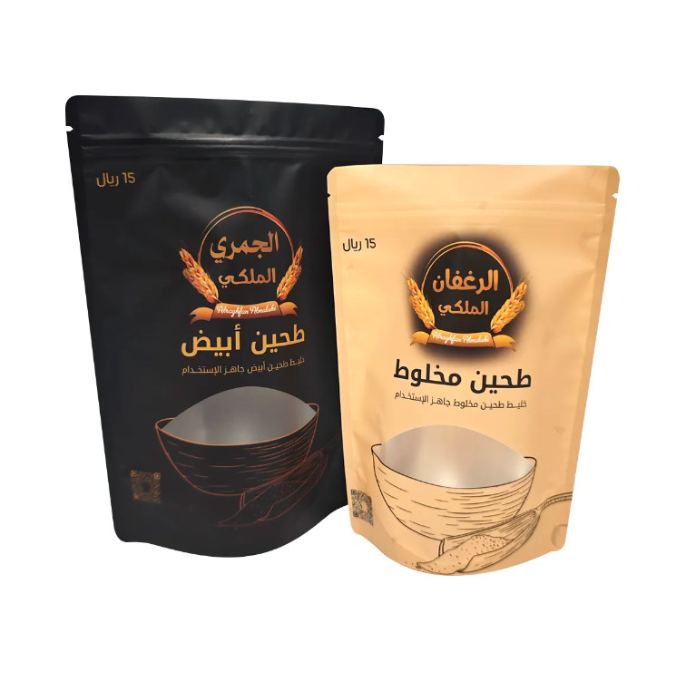 Custom Digital Printing Plastic Re-sealable Sugar Food Storage Packaging Bag With Ziplock Clear Window Stand Up Bag