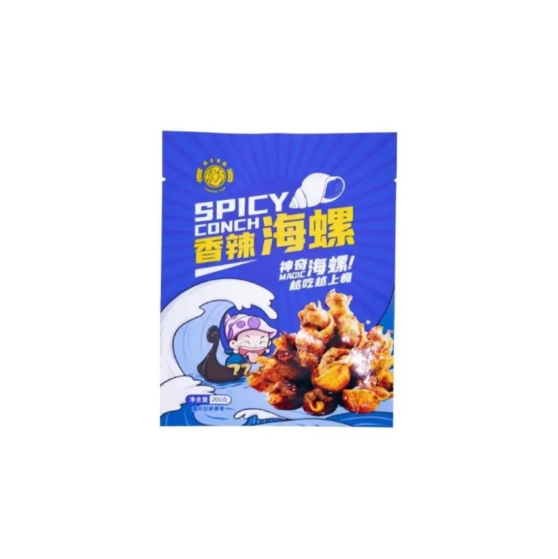 Custom Logo Glossy Plastic Sachet Spicy Conch Food Packaging Sealing Bag Heat Seal Bags 3 Side Seal Bag