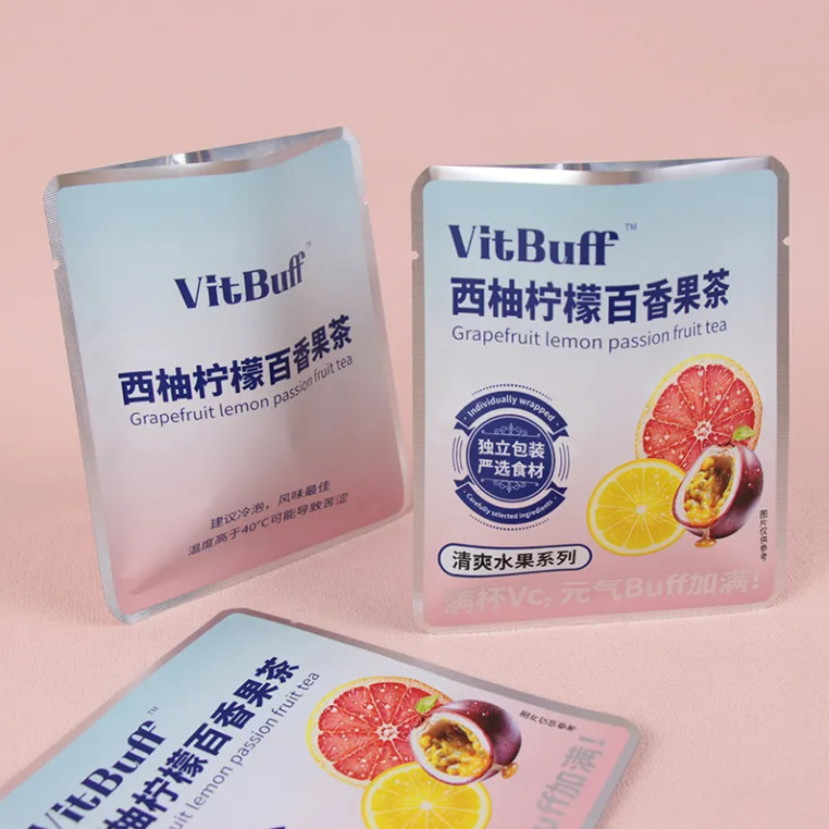 Custom kecil panas disegel tiga sisi segel Buah Matte Sachet kosong Teh Sachet Tas Untuk Teh Kelembaban Proof Zipper Bag