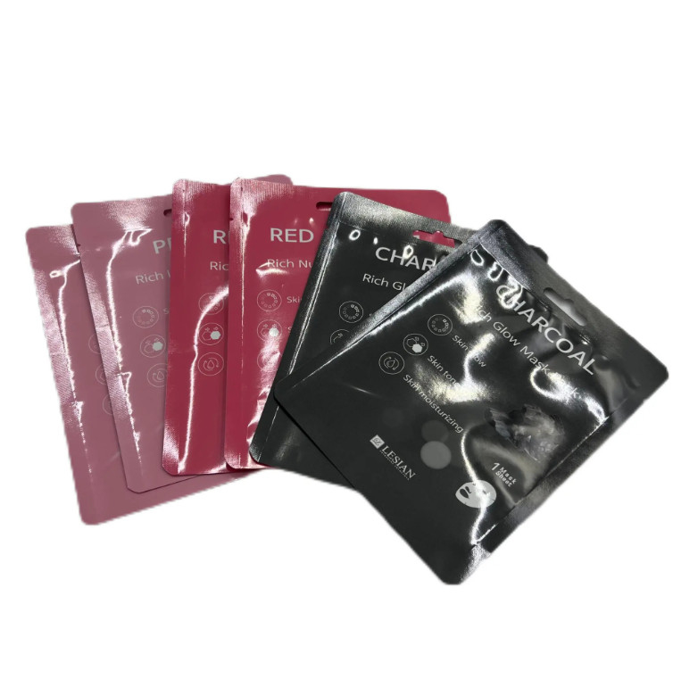 High Grade Custom Cosmetics Face Mask Bag Stand-Up Three Side Seal Easy Tear Pure Aluminium Foil Heat Sealing PE PET material