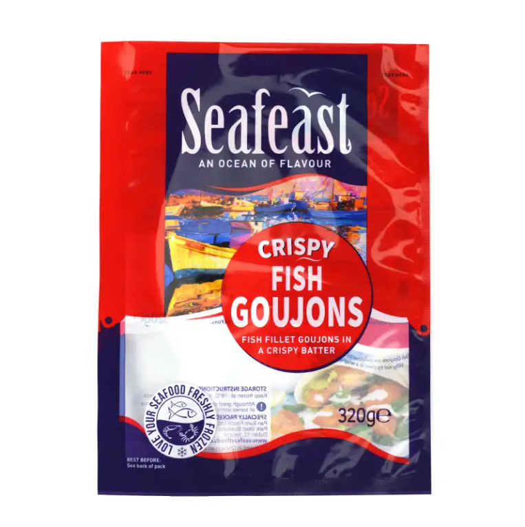 Custom Printing Vacuum Fish Chicken Frozen Food Packaging 3 Side Seal Kantong Plastik Dengan Logo
