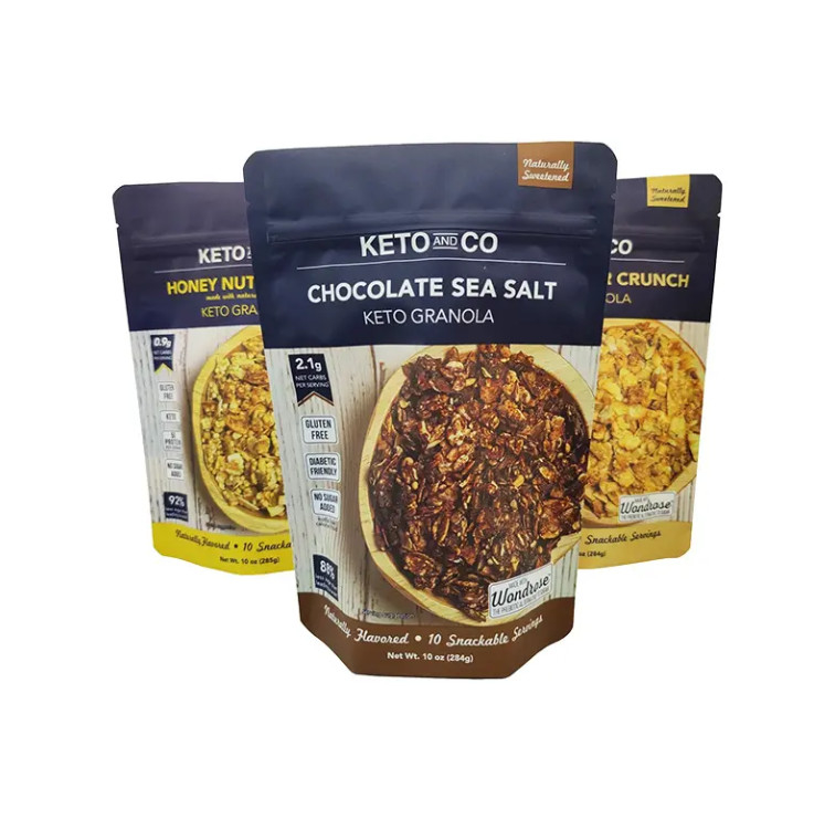 Food Grade Moisture-Proof Mylar Stand Up Pouch BOPP Plastic Packaging Bag Untuk Snack Nut Chocolate Gravure Printing