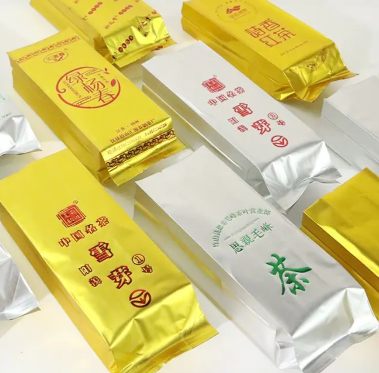 Desain Custom Print Aluminium Foil Mylar Stand Up Pouch Hot Seal Side Gusset Bags Food Tea Coffer Packaging Bag Pouch With Logo