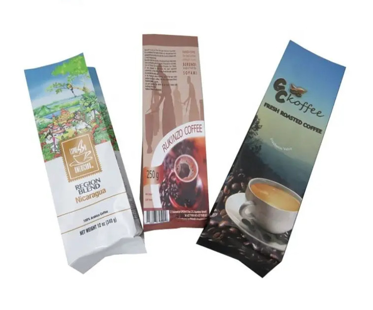 Custom Printed Aluminium Foil Reusable Zipper One Way Valve Sustainable Side Gusset Kopi Teh Makanan Kantong Kemasan Plastik