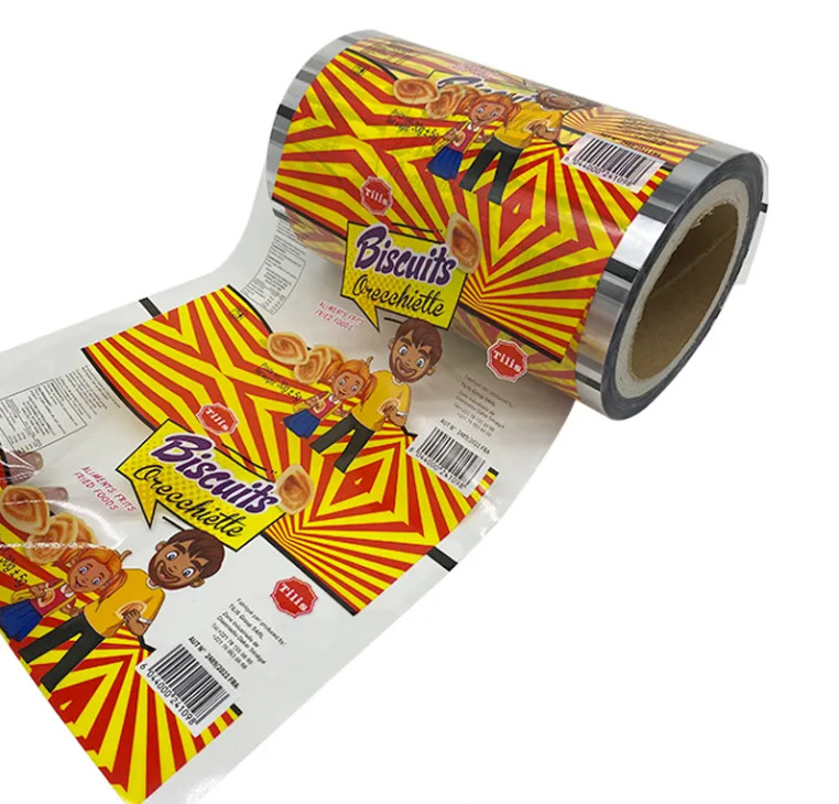 Custom Print Jelly Bag Snacks Packing Otomatis Kentang Kripik Packing Rolls Laminated Pe Food Packing Roll Film