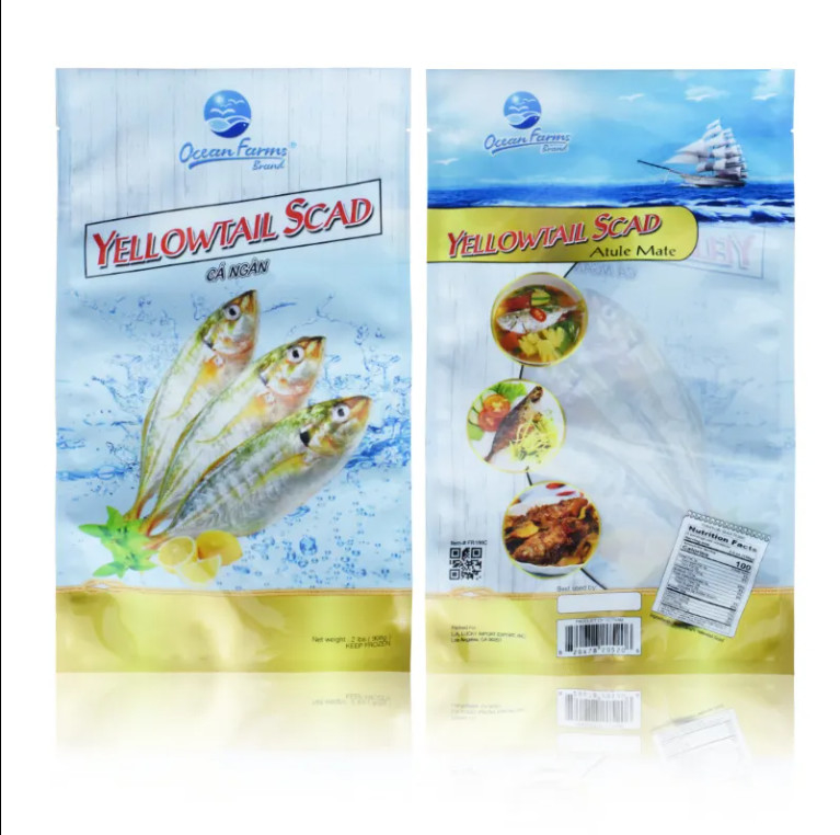 Custom Printer Heat Seal Tiga Sisi Proof Leak Sleeve Vacuum Plastic Frozen Food Packaging Bag Bag