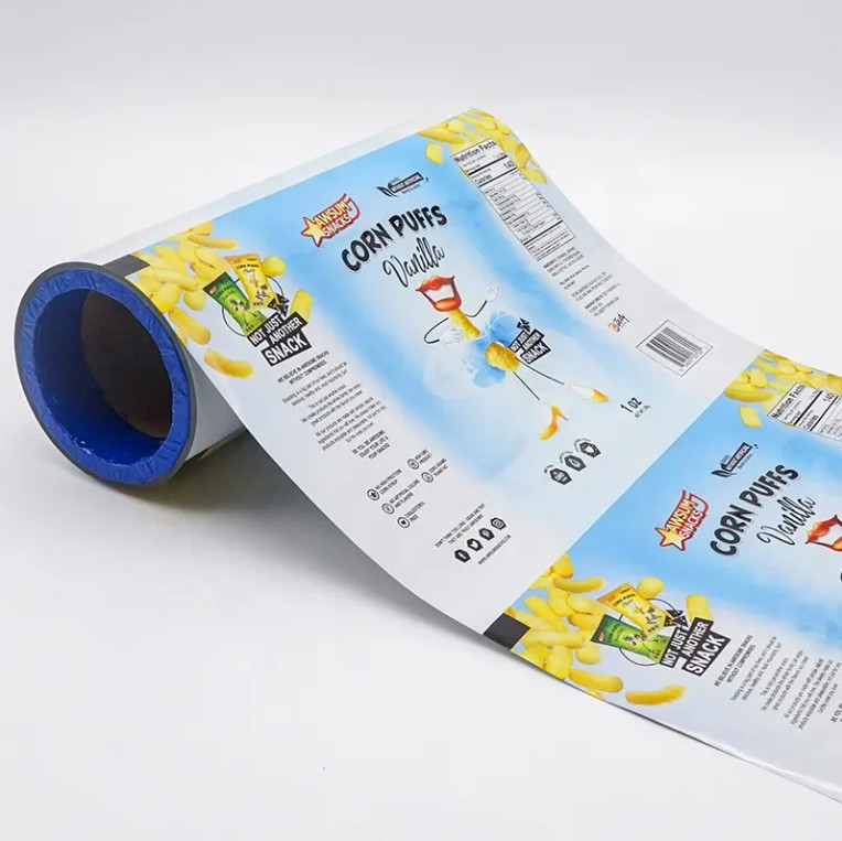 Custom Foil Laminated Aluminium Plastic Food Flexible Packaging Film Roll Sachet Untuk Taro Tomato Potato Chips Packaging