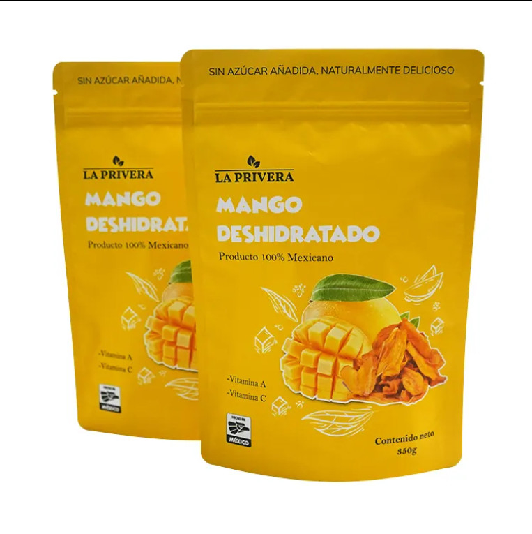 Custom Aluminium Foil Dried Mango Food Packaging Bag Resealable Mylar Stand Up Bag Untuk Buah