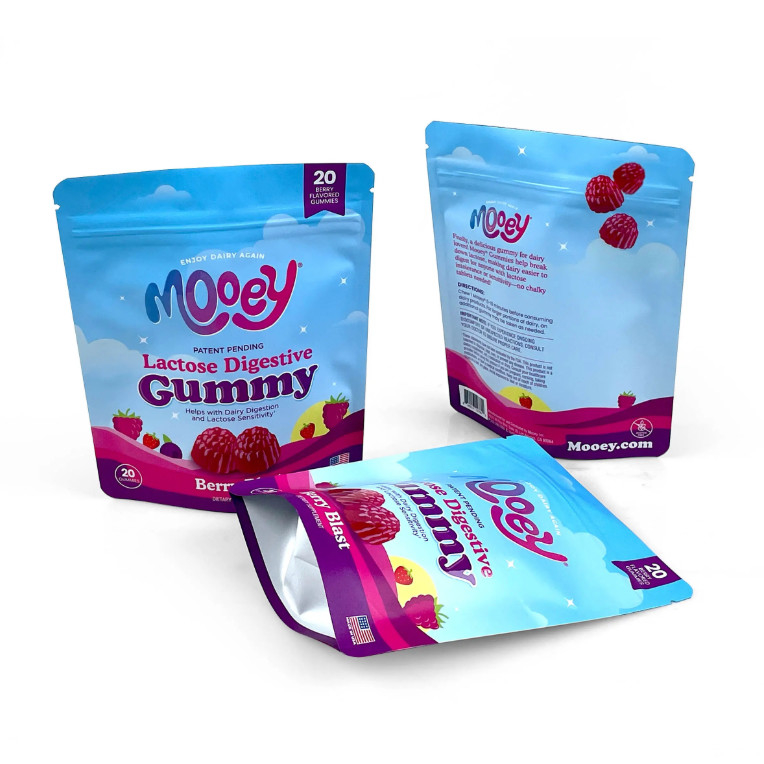 Custom Printed Moisture-Proof Mylar Stand-Up Bag Segel Zipper Bag Untuk Candy Tea Gift Nut Packaging