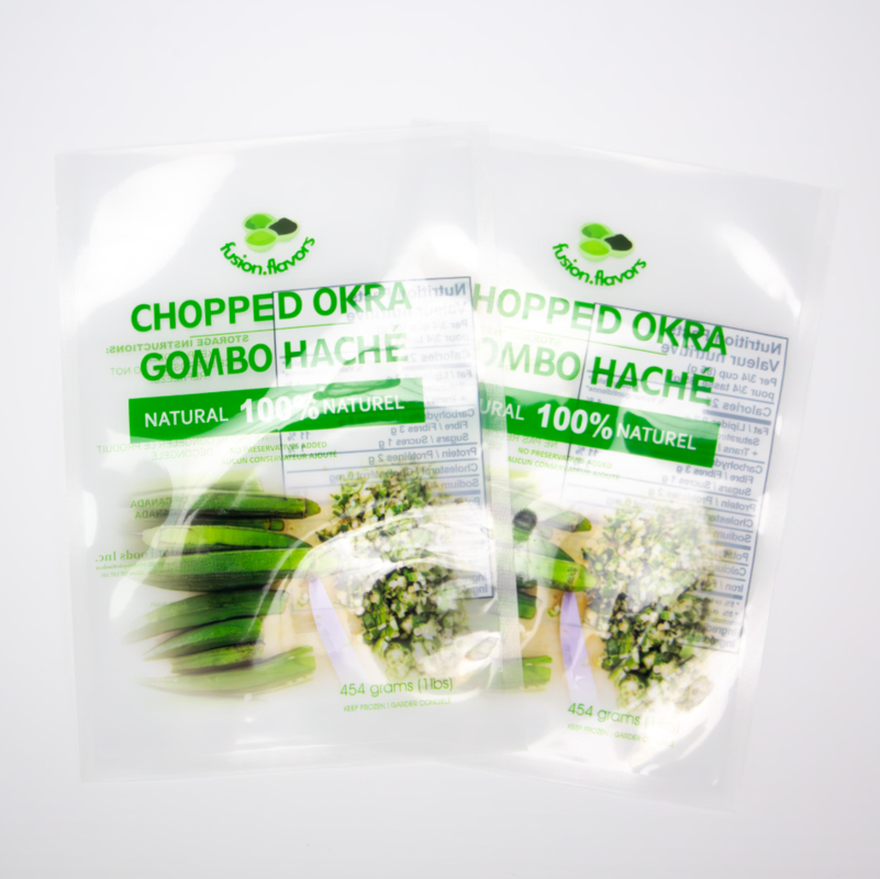 Percetakan Digital Disesuaikan Transparan 1 Pound Dikupas Okra Kemasan Kantong Plastik Kantong Vacuum Sayuran
